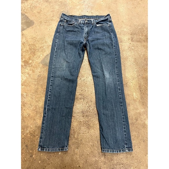Levi's Other - Levi's 514 Regular Straight Fit Jeans Mens 35x34 Blue Denim Dark Wash Mid‎ Rise